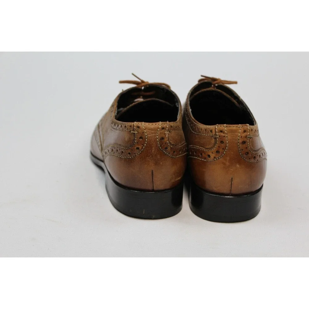 BOSTONIAN CLASSICS Men's Burgundy Leather Wing Tip Oxfords Size 10.5 B Made USA